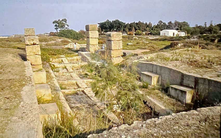 Remains of the ship shed where the Punic warships were accommodated, before being launched down the ramp into the lagoon